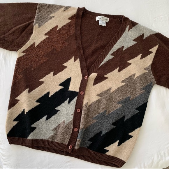 FRED THOMAS Brown Aztec Cardigan - Picture 4 of 4